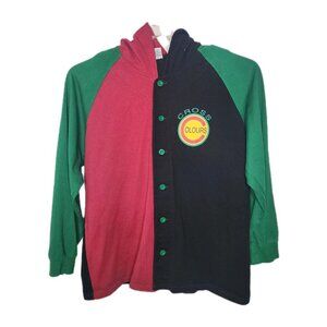 Cross Colours Button Up Shirt Long Sleeve  Black, Red & Green Men’s Size XL